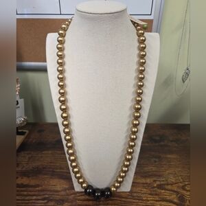 Lauren Ralph Lauren Goldtone and Black Beaded Necklace